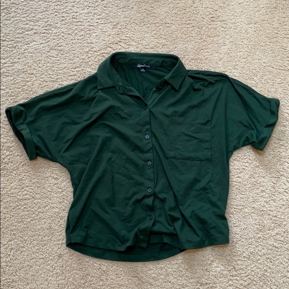 Green Button Down Top